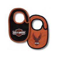 Harley-Davidson Baby Lätzchen 2er Set, Schwarz/Orange