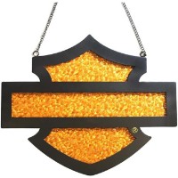 Harley-Davidson Bar & Schild geformtes Kunst-Buntglas-Schild zum Aufhängen, 45,7 x 38,1 cm HDX-99285