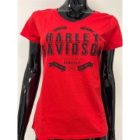 Harley-Davidson Damen T-Shirt Simple V-Neck Rot