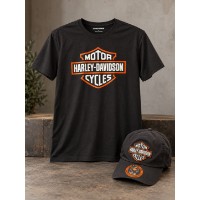 Harley-Davidson T-Shirt & Cap Set – Schwarz/Orange – 96494-26VM