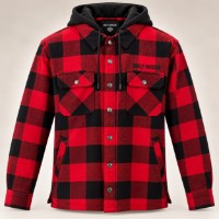 Harley-Davidson Herren Jacke mit Kapuze – Rot/Schwarz kariert | 96562-26VM