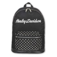 Harley-Davidson® Damen-Rucksack mit klassischem Nietenbesatz, 3D-Logo-Stickerei – Schwarz