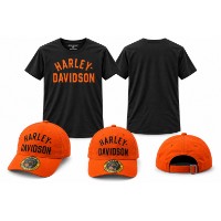 Harley-Davidson T-Shirt & Cap Set 96492-26VM – Schwarz/Orange
