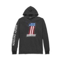 Harley-Davidson Longsleeves #1 Race Slub Jersey Hooded Graphic Tee Grau