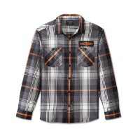Stacked Bar & Shield Long Sleeve Plaid Shirt für Herren - Plaid – Harley Black und Blackened Pearl