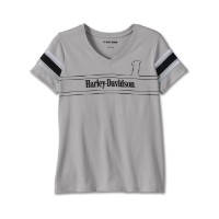Harley-Davidson Damen #1 Racing T-Shirt mit reflektierendem Streifen Grau