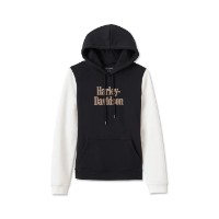 Harley-Davidson Raglan Hoodie - Colorblock-Design – Harley Black und Cloud Dancer