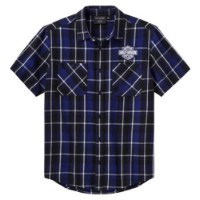 Harley-Davidson Kurzarmhemd Essential Karo blau/weiß 96188-26VM