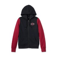 Harley-Davidson Damen Bar & Shield Zip Front Hoodie Colorblock-Design Schwarz