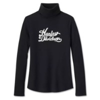 Harley-Davidson Damen Rollkragen Longsleeve Superstar Milwaukee Rib Schwarz