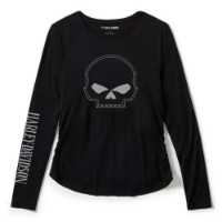 Harley-Davidson Damen Longsleeve Willie G Skull Reglan schwarz/ 96433-25VW
