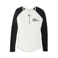 Harley-Davidson Damen Henley Timeless Silver Wing Weiß