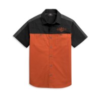 Harley-Davidson Hemd Colorblock Orange/Schwarz/Grau
