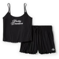 Harley-Davidson Damen Schlafanzug Short Set Lettuce Trim schwarz / 96524-25VW
