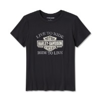 Harley-Davidson Damen-T-Shirt mit Glitzer-Bar-&-Shield-Motiv, Kurzarm, Rundhalsausschnitt 96759-26VW