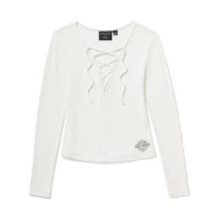 Harley-Davidson Women's Lace Up Long Sleeve Top - Cloud Dancer 96840-25VW