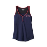Harley-Davidson Damen Tanktop Star Spangled Banner Henley Colorblock-Design Blau
