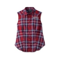 Harley-Davidson Damen Shirt Faith Sleeveless Plaid Shirt Rot