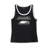 Harley-Davidson Damen Screamin’ Eagle Ribbed Tanktop für Damen Schwarz