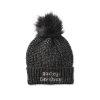 Old English Pom Beanie - Harley Black