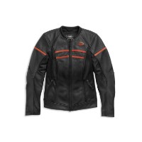 Harley-Davidson Damen Lederjacke Brawler Schwarz/Orange