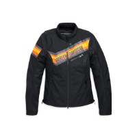 Harley-Davidson Damen Textiljacke Sidari Schwarz/Orange Streifen