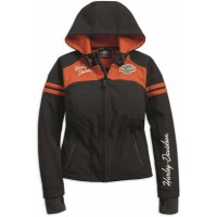Harley-Davidson Softshell Jacke Miss Enthusiast Schwarz/Orange Streifen