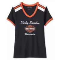 Harley-Davidson Damen T-Shirt Iconic V-Neck Schwarz