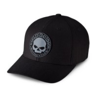 Harley-Davidson Rubber Skull Patch Stretch Cap Schwarz