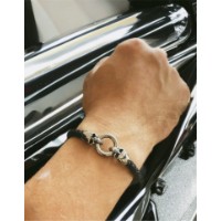 Rockyfy geflochtenes Lederarmbad Black Skull ALE2023001