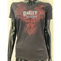 Harley-Davidson Damen T-Shirt V-Wing Schwarz