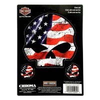 Harley-Davidson Aufkleber Willie G Skull American Flag Rot/Weiß/Blau