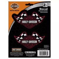 H-D B&S w/Racing Flags Burg. 15*20 Decal
