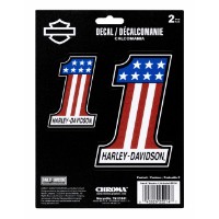 Harley-Davidson® 2-teiliger patriotischer Vinyl-Aufkleber mit dem Logo Nr. 1 - 6 x 8 Zoll. CG25214