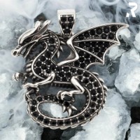 Rockyfy Edelstahl Drachen Anhänger "Black Dragon" by Rockyfy – Mystik & schwarze Kristalle ADF005