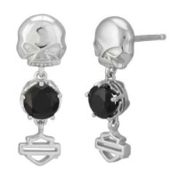 Harley-Davidson Damen Silver Skull & Stone Ohrstecker