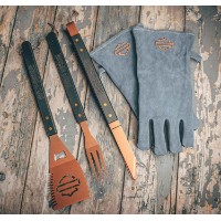 Harley-Davidson® Grillbesteck-Set mit Handschuhen, 5-teiliges Edelstahl-Grillset  HDX-99284 