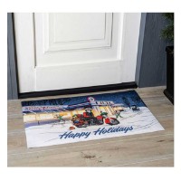Harley-Davidson® Biker Santa Happy Holidays Entry Mat, Printed Thick Rubber Mat