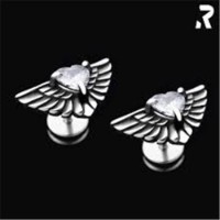 Rockyfy Heart Wings White Ohrstecker mit Drehverschluss OSTCE002 