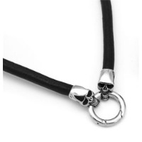 Rockyfy Leder halskette Black Skull