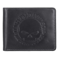 Harley-Davidson® Herren-Geldbörse aus Leder mit Willie G Totenkopf-Logo, Schwarz MWM055/08
