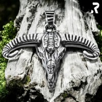 Rockyfy Edelstahl Stierkopf Anhänger "Wild Ram" by Rockyfy – Massiver Bullen-Skull im Western Style A2023009