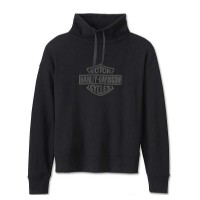 Damen Hoodie Bar & Shield Funnel Neck schwarz