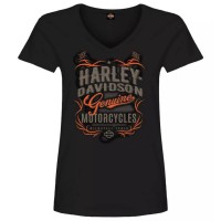 Harley-Davidson Dealer Shirts mit Backprint Lübeck Holstentor Damen T-Shirt Genuine Label Schwarz 3001744