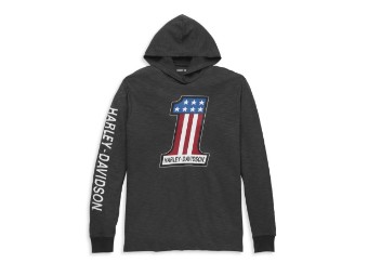 Longsleeves, #1 Race Slub Jersey, Hooded, Graphic Tee, Harley-Davidson, Grau