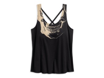 Tank-Top, Tank-Skull, Printed Cross Back, Harley-Davidson, Schwarz/Beige