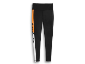Leggings, Activewear, Colorblock, Harley-Davidson, Schwarz/Orange/Weiß