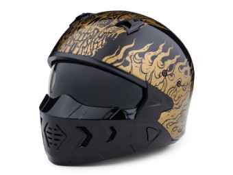 Helm, X07 Goldusa 2-in-1, Harley-Davidson, Schwarz mit goldenen Applikationen