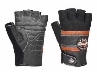 Handschuhe, Fingerlos, Mix Media Coolcore, Harley-Davidson, Schwarz/Orange/Grau