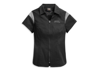 Bluse, Skull Logo, Zip-Front, Willie G Skull Design, Harley-Davidson, Schwarz